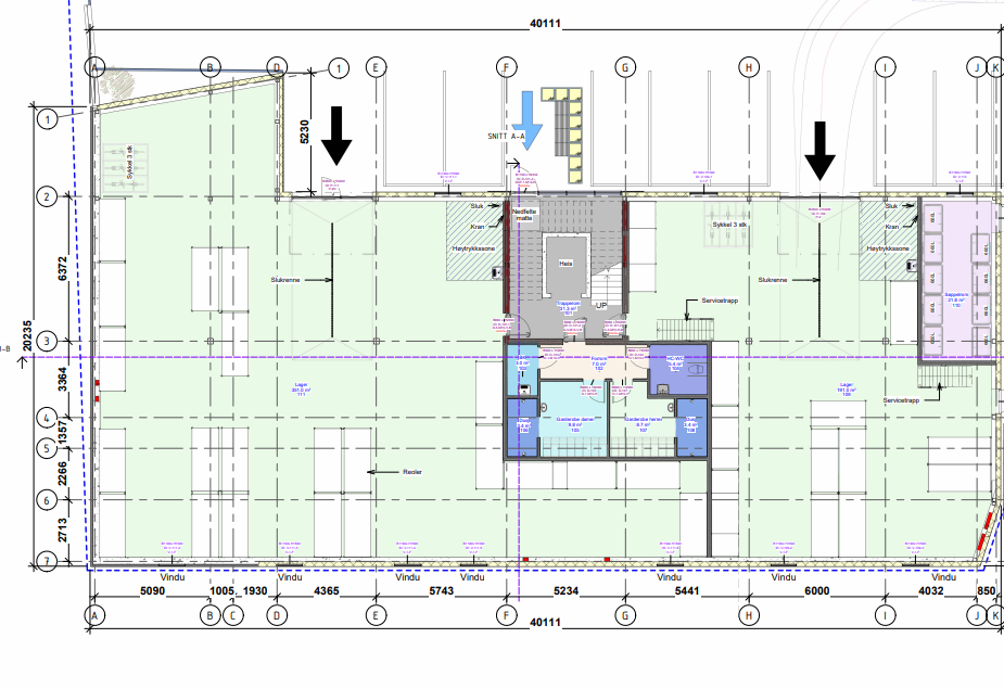Plantegning lager – ca. 350 m² ledig, R68 Lier